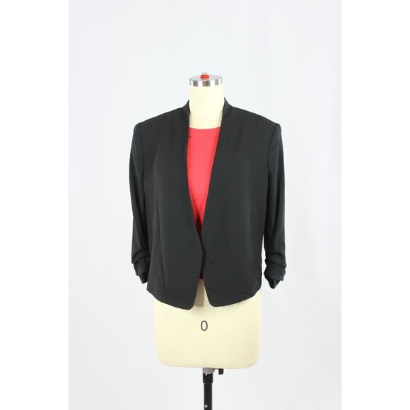 Aritzia BABATON Power Waist Black Crepe Open Cropped Blazer Jacket, Size 4 - Picture 1 of 15